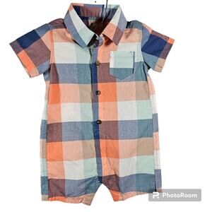 Child of Mine Made by Carter's Infant Plaid Romper NWT 6-9 Months
